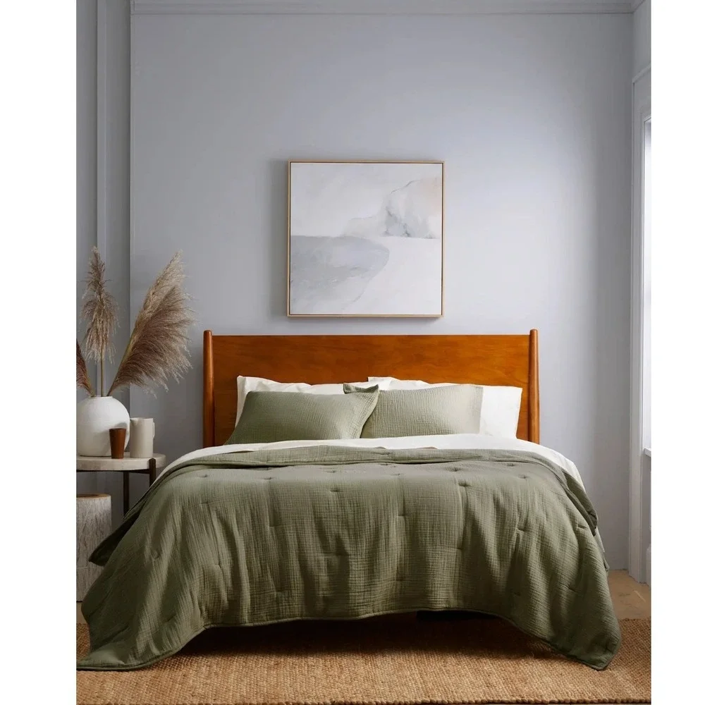 Quince NWT Organic Cotton Gauze Dream Quilt Olive- Full/Queen